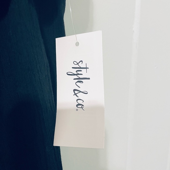 NWT Style & Co. Black Peasant Blouse / M - Picture 7 of 8